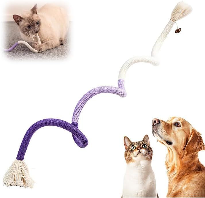 Cat Chew Rope Toy,Interactive Cat Toys for Indoor Cats,Catnip Toys for Bored Indoor Adult Cats,Cat Enrichment Toys,Teeth Cleaning Toy for Kittens All Breeds 23.6in Purple