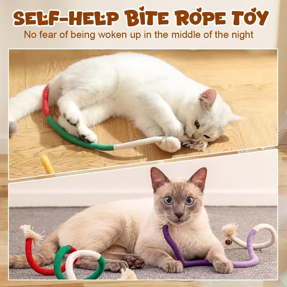 Cat Chew Rope Toy,Interactive Cat Toys for Indoor Cats,Catnip Toys for Bored Indoor Adult Cats,Cat Enrichment Toys,Teeth Cleaning Toy for Kittens All Breeds 23.6in Purple