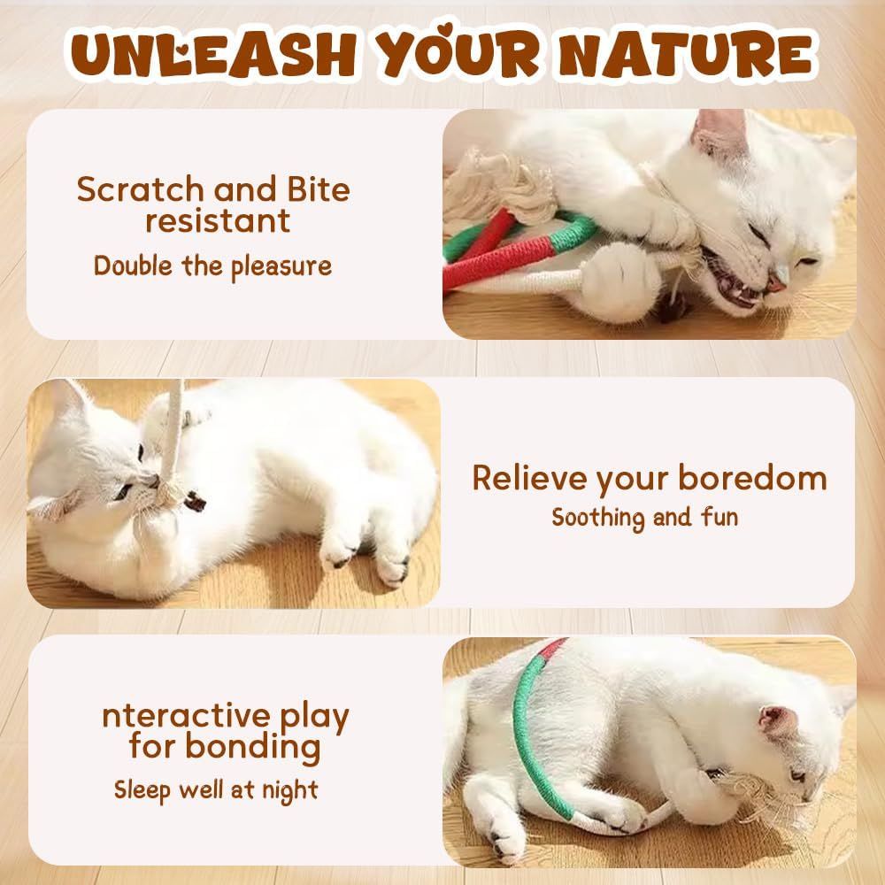 Cat Chew Rope Toy,Interactive Cat Toys for Indoor Cats,Catnip Toys for Bored Indoor Adult Cats,Cat Enrichment Toys,Teeth Cleaning Toy for Kittens All Breeds 23.6in Purple