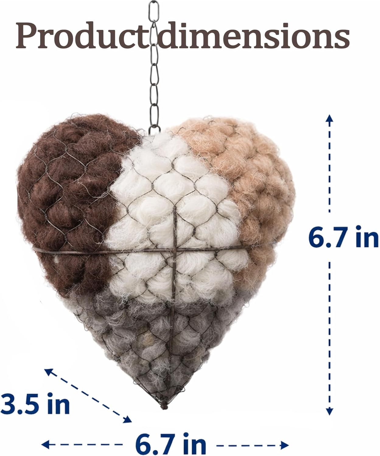 2PCS Alpaca Fiber Bird Nesting, Handmade Alpaca Fiber Bird Nesting Heart Stuffable , 3 Bags of Nesting Materials, Warm Nests for Winter Birds, for Home Gardens and Wild Birds 2 PCS