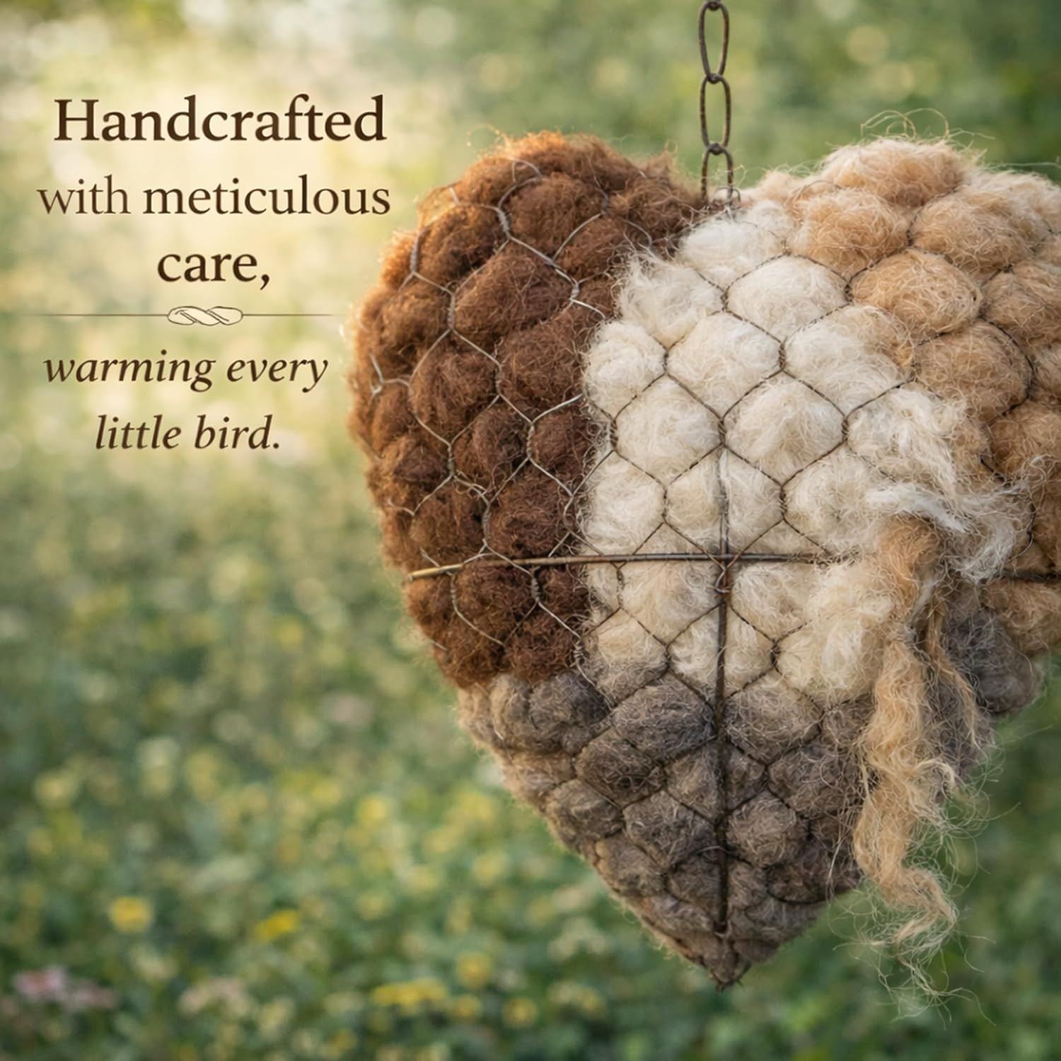 2PCS Alpaca Fiber Bird Nesting, Handmade Alpaca Fiber Bird Nesting Heart Stuffable , 3 Bags of Nesting Materials, Warm Nests for Winter Birds, for Home Gardens and Wild Birds 2 PCS