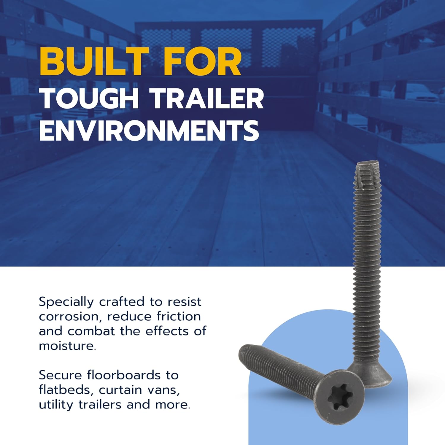 1/4 x 2-1/2" Trailer Deck Screws 100 pcs T-30 Star Drive, Black Phosphate and Oil, Type F Thread Cutting Wood and Metal for Floorboards by Makers Bolt