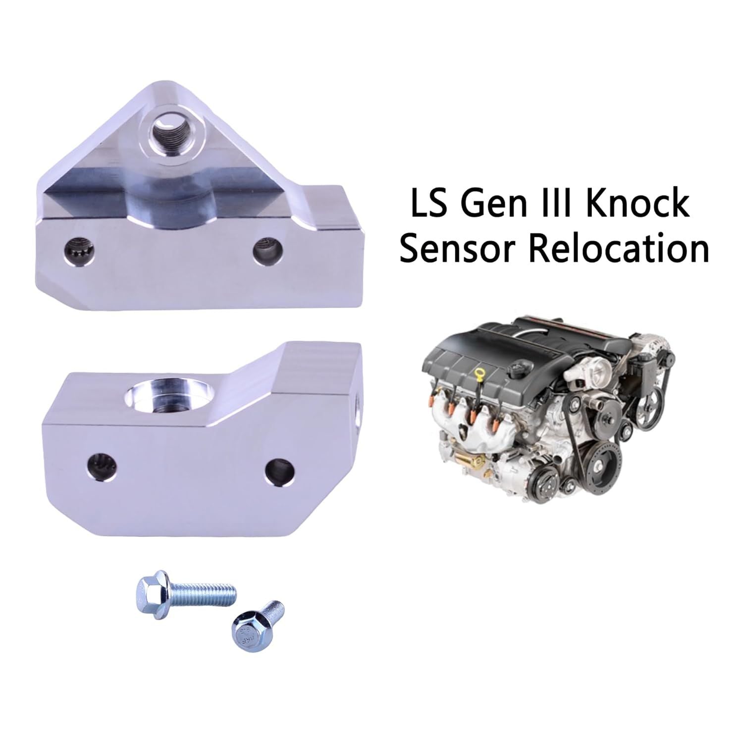Knock Sensor Relocation Brackets Compatible for Chevy LS GM LS LS Gen 3 Engines LS1 LM7 LR4 LQ4 LS6 L59 LQ9 LM4 5