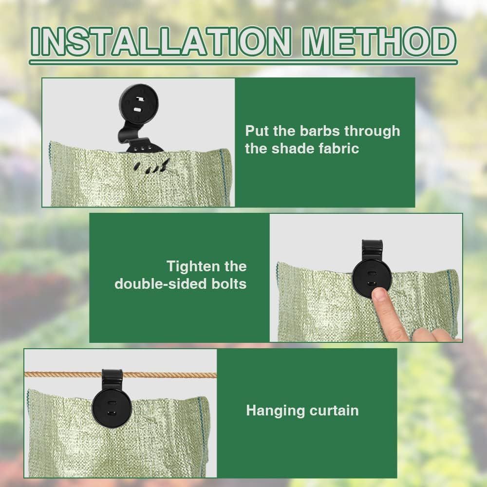 Shade Cloth Heavy Duty Lock Grip, 2023 New Shade Cloth Plastic Clips Windproof Awning Clamp Grip, Greenhouse Shade Cloth Fix Clamp Tent Clips Accessory for Garden Netting Sun Shade Net Black-50 Pcs