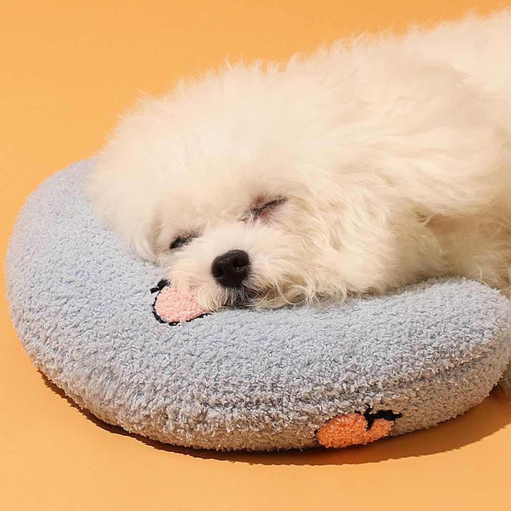 Calming Pillow for Dogs, Pet U Shape Calming Pillow Pet Neck Pillow Dog Calming Pillow for Small Dogs, Ultra Soft Fluffy Pet Calming Toy for Joint Relief Sleeping Improve Machine Washable Blue-1