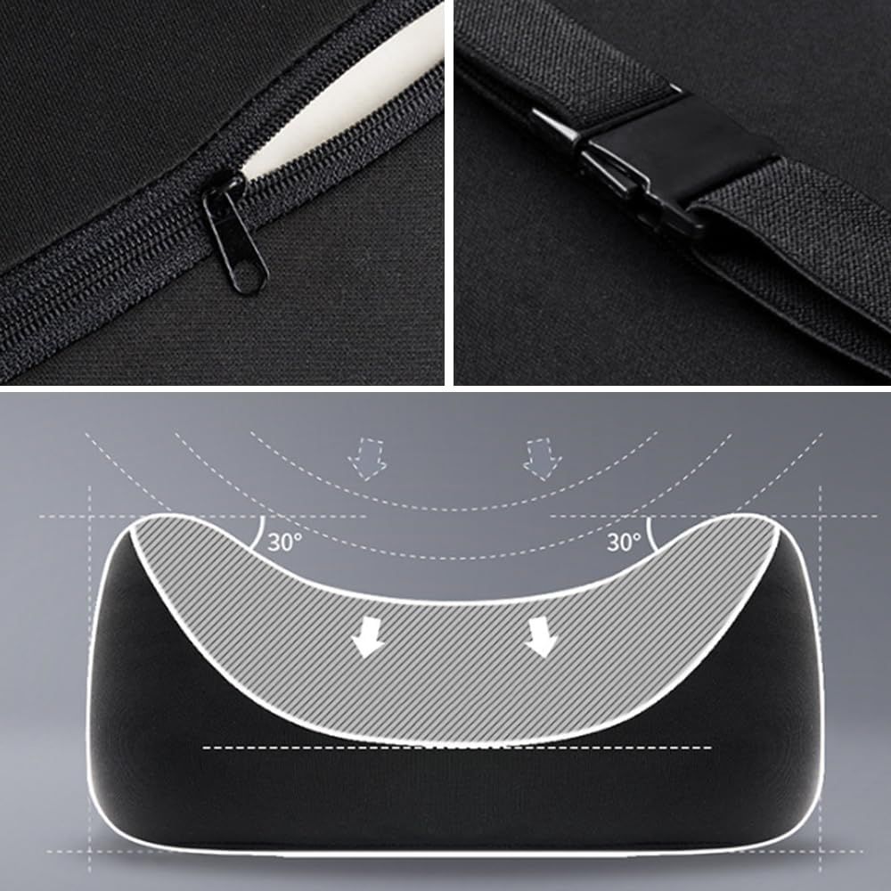 Car Headrest & Lumbar Support Cushion, Ergonomic Car Seat Headrest & Lumbar Cushion with Adjustable Strap for Neck Back Pain Relief, Car Head Rest and Lumbar Pillow Set Black