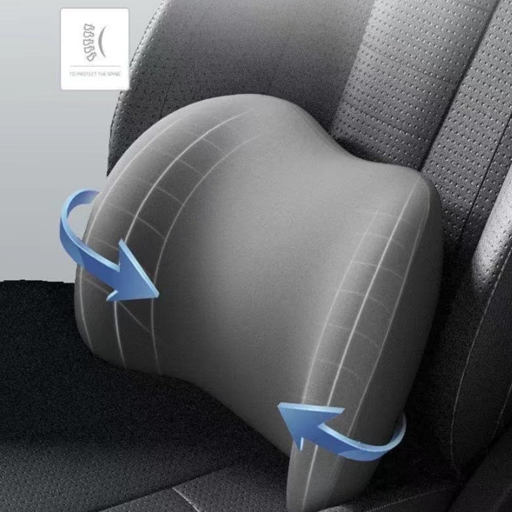 Car Headrest & Lumbar Support Cushion, Ergonomic Car Seat Headrest & Lumbar Cushion with Adjustable Strap for Neck Back Pain Relief, Car Head Rest and Lumbar Pillow Set Black
