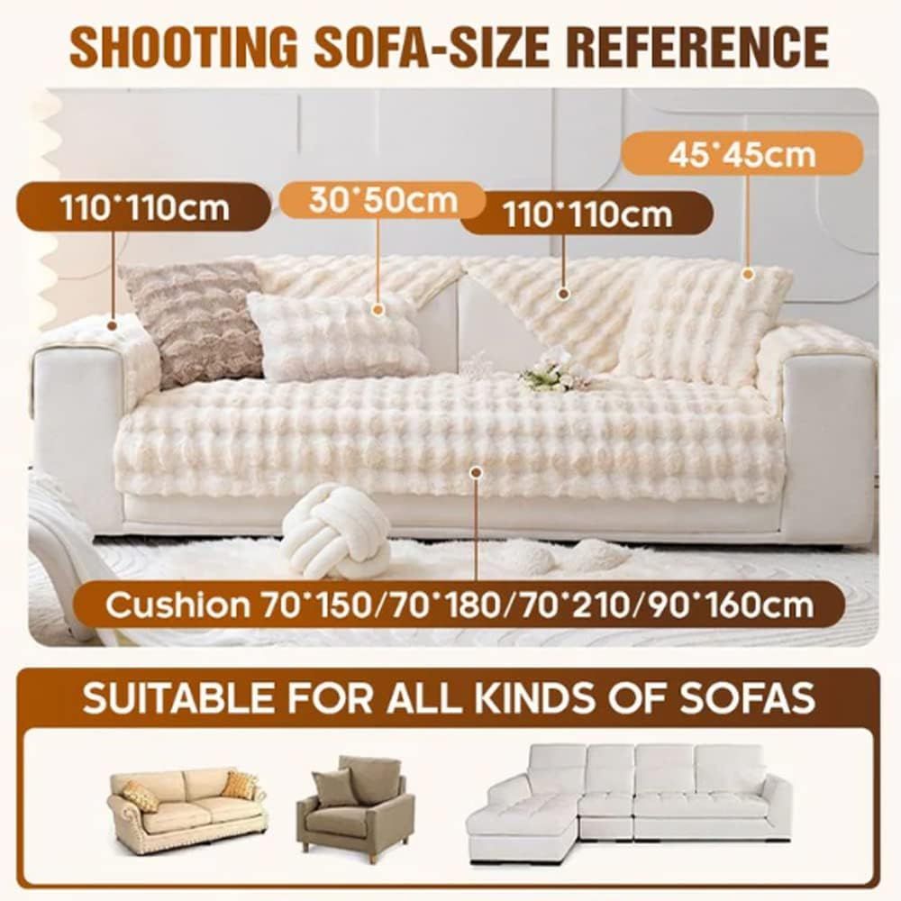 Super Soft Plush Non-Slip Sofa Cushion Covers, Thick Rabbit Plush Sofa Cushion Super Soft Faux Fur Throw Pillow Cover, Fluffy Couch Cushion Covers Dark Grey, Sofa Cushion 110 * 110cm