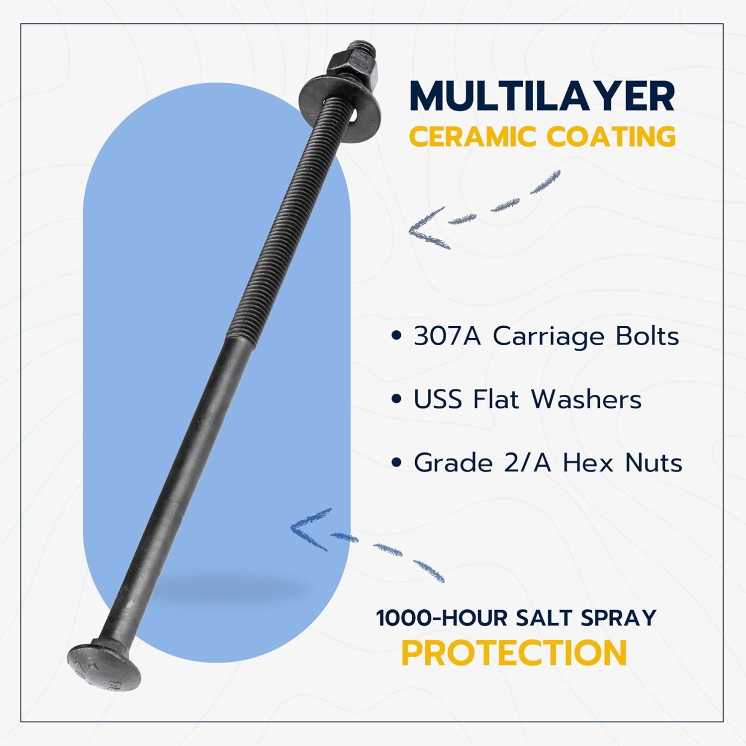 3/8" x 12" 25 Pack Black Carriage Bolt Kit, Grade 307A, Ceramic Coated for Exterior Use, 2X Rust Resistance of Galvanized by Makers Bolt