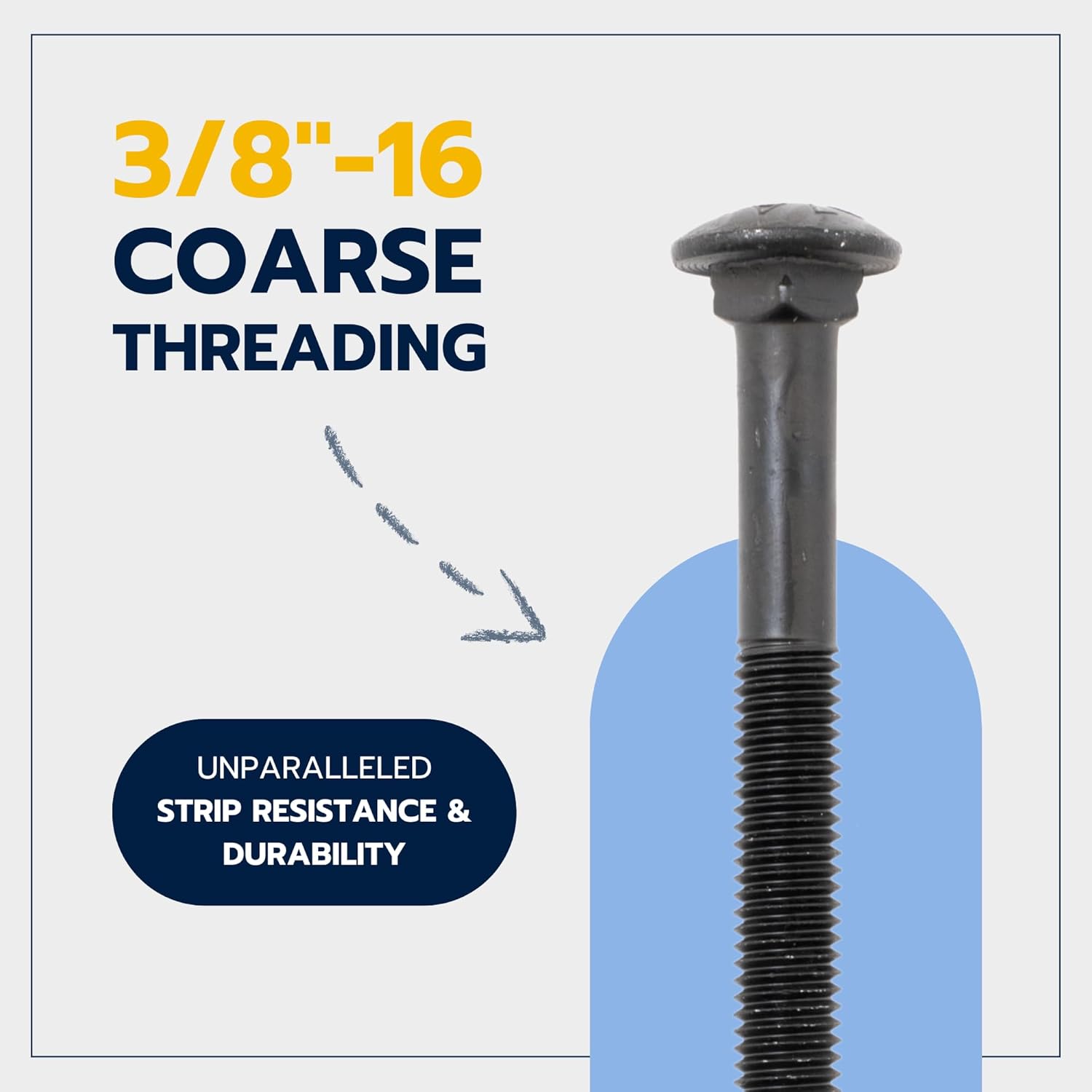 3/8" x 12" 25 Pack Black Carriage Bolt Kit, Grade 307A, Ceramic Coated for Exterior Use, 2X Rust Resistance of Galvanized by Makers Bolt