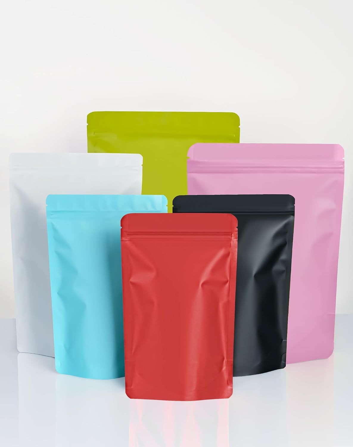 100 Pack Resealable Stand Up Bags,7.9" x 11.8" Smell Proof Pouch Sealable Foil Pouch Bags for Packaging Red