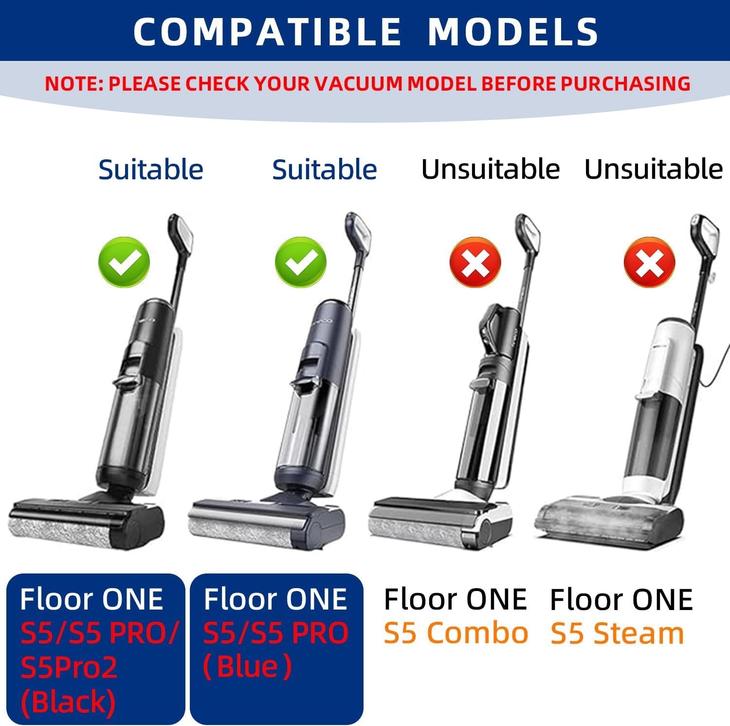 Floor ONE S5 Brush Roller and HEPA Filter Replacement, Compatible with Tineco S5 / S5 Pro /S5 Pro 2 / iFLOOR 5 Breeze Complete Cordless Wet Dry Vacuum Cleaner - 2 Soft Rollers + 6 Vacuum Filters