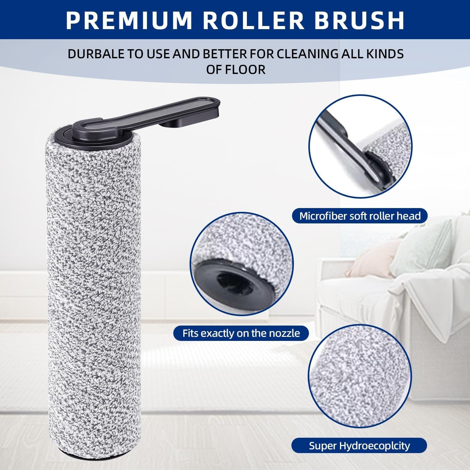 Floor ONE S5 Brush Roller and HEPA Filter Replacement, Compatible with Tineco S5 / S5 Pro /S5 Pro 2 / iFLOOR 5 Breeze Complete Cordless Wet Dry Vacuum Cleaner - 2 Soft Rollers + 6 Vacuum Filters
