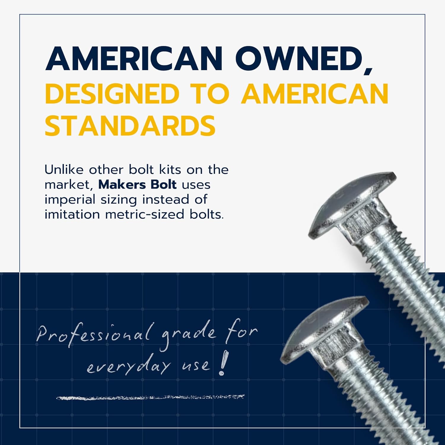 1/2" x 4" 25 Pack Zinc Carriage Bolt Kit, Grade 307A by Makers Bolt