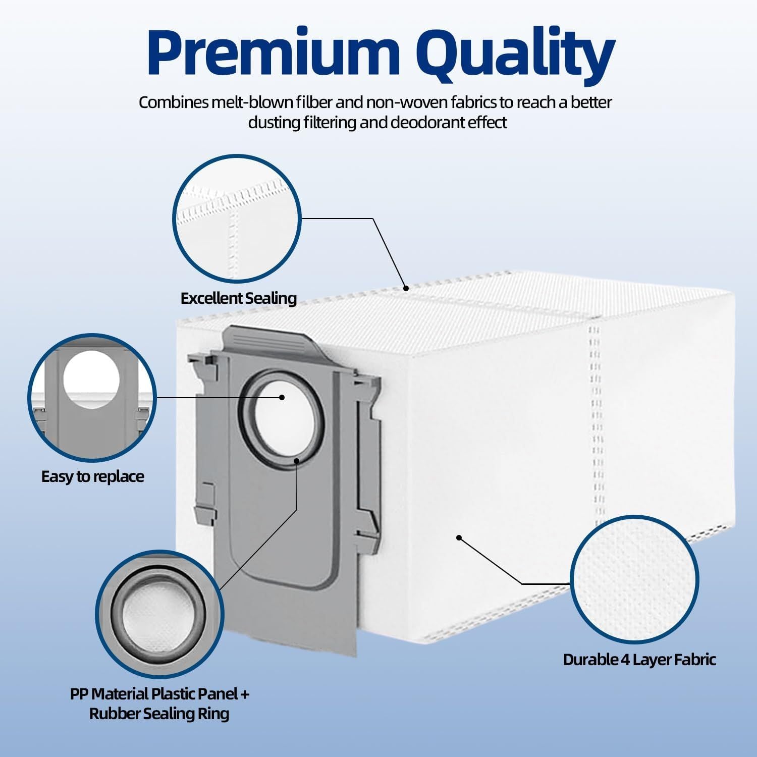 25 Packs Disposable Dust Bags for Roborock QV35A/ Qrevo S5V, Saros 10R/10/Z70, S8 MaxV/Max Ultra, Qrevo MaxV/Pro/Curv/CurvX/Edge/Slim/Edge S5A/Pro/Plus/Master/Qrevo S Robot Vacuum