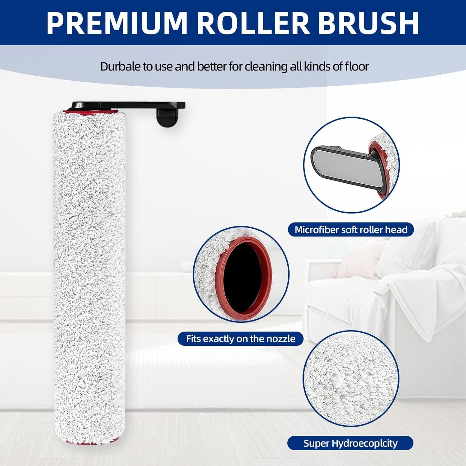 H12 Pro Brush Roller and Filter Replacment Compatible with Dreame H12 Pro, H12 Dual Cordless Wet Dry Vacuum Cleaner - 2 Brushrollers+ 4 Vacuum Filters +1 Cleaning Brush
