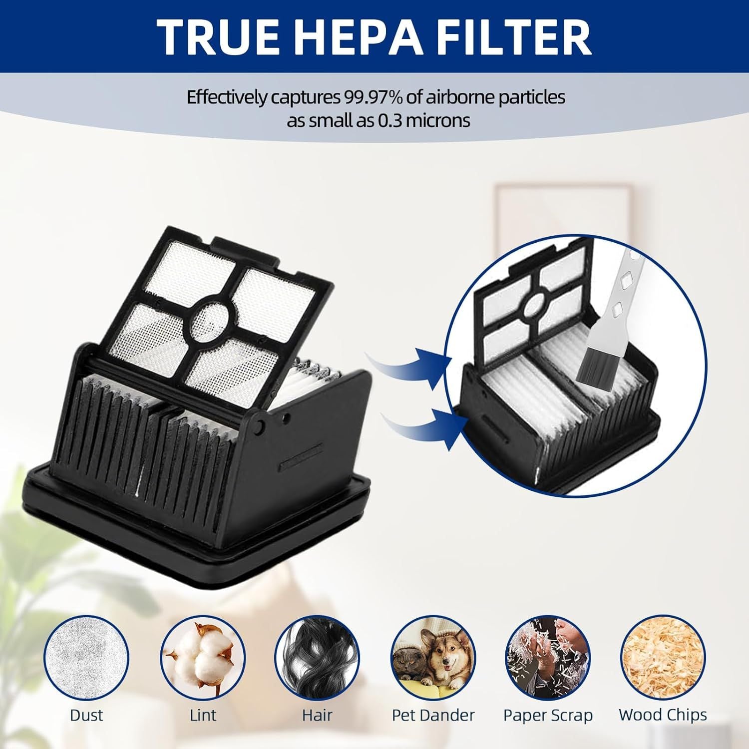 H12 Pro Brush Roller and Filter Replacment Compatible with Dreame H12 Pro, H12 Dual Cordless Wet Dry Vacuum Cleaner - 2 Brushrollers+ 4 Vacuum Filters +1 Cleaning Brush