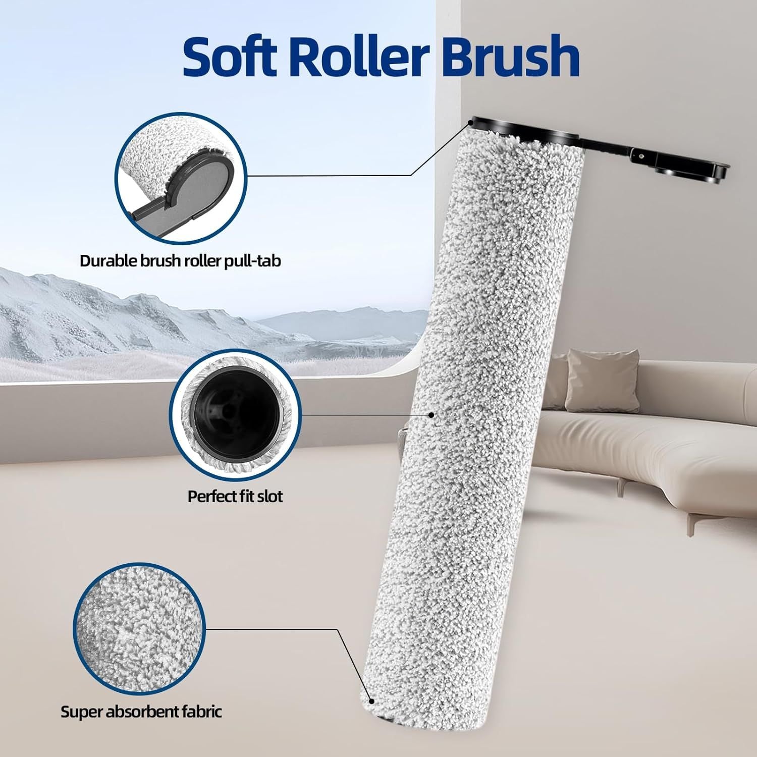 Soft Roller Brush and Vacuum Filter Replacement Compatible with Roborock F25/ F25 ACE/ F25 ALT/ F25 LT/ F25 RT Cordless Wet Dry Vacuum Cleaner, 2 Roller Brush + 6 Filters + 1 Cleaning Brush