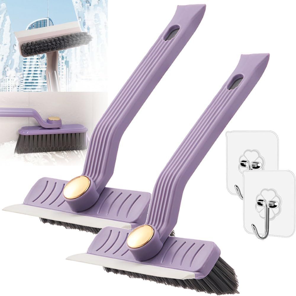 Multi-Function Rotating Crevice Cleaning Brush, 360° Rotating No Dead Corners Crevice Gap Brush Hard Bristle Crevice Gap Cleaning Brush, Household Cleaning Tool for Kitchen Bathroom 2, Purple