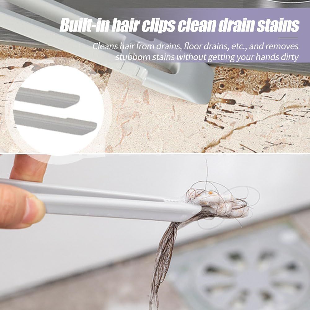 Multi-Function Rotating Crevice Cleaning Brush, 360° Rotating No Dead Corners Crevice Gap Brush Hard Bristle Crevice Gap Cleaning Brush, Household Cleaning Tool for Kitchen Bathroom 2, Purple