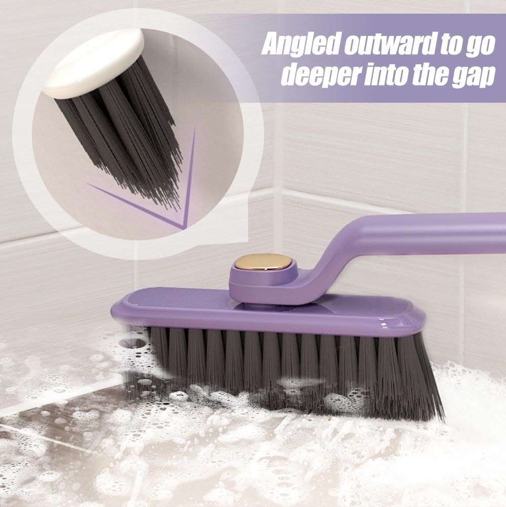 Multi-Function Rotating Crevice Cleaning Brush, 360° Rotating No Dead Corners Crevice Gap Brush Hard Bristle Crevice Gap Cleaning Brush, Household Cleaning Tool for Kitchen Bathroom 2, Purple