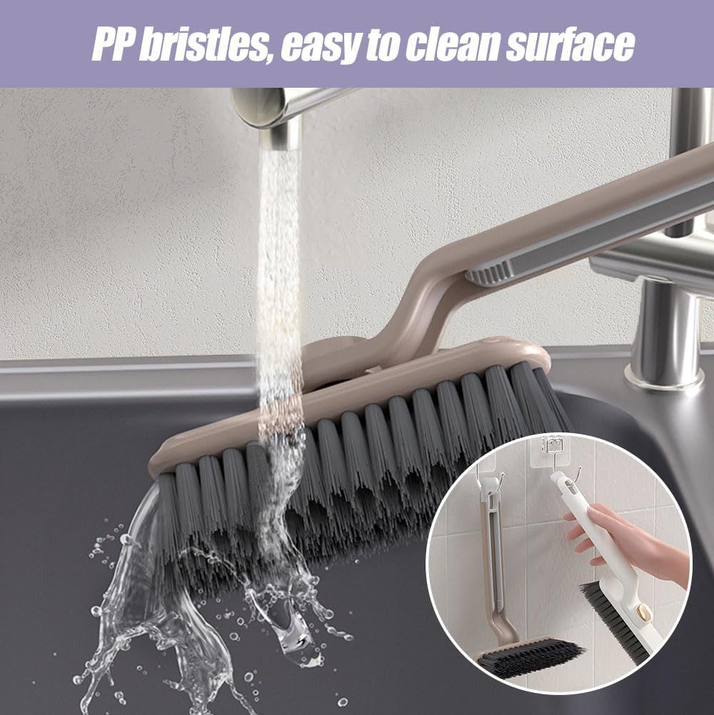 Multi-Function Rotating Crevice Cleaning Brush, 360° Rotating No Dead Corners Crevice Gap Brush Hard Bristle Crevice Gap Cleaning Brush, Household Cleaning Tool for Kitchen Bathroom 2, Purple