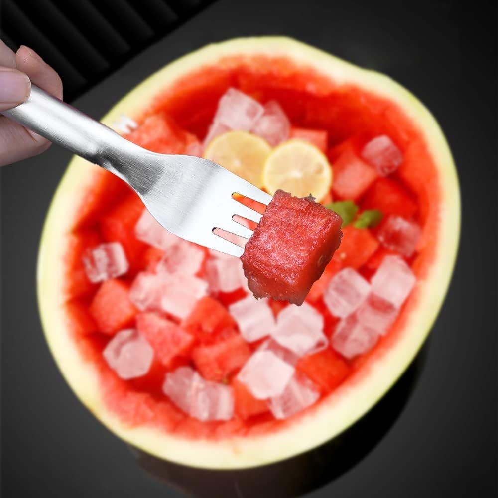 2-in-1 Watermelon Fork Slicer, Stainless Steel Fruit Cutter Watermelon Cutter Slicer Tool 2