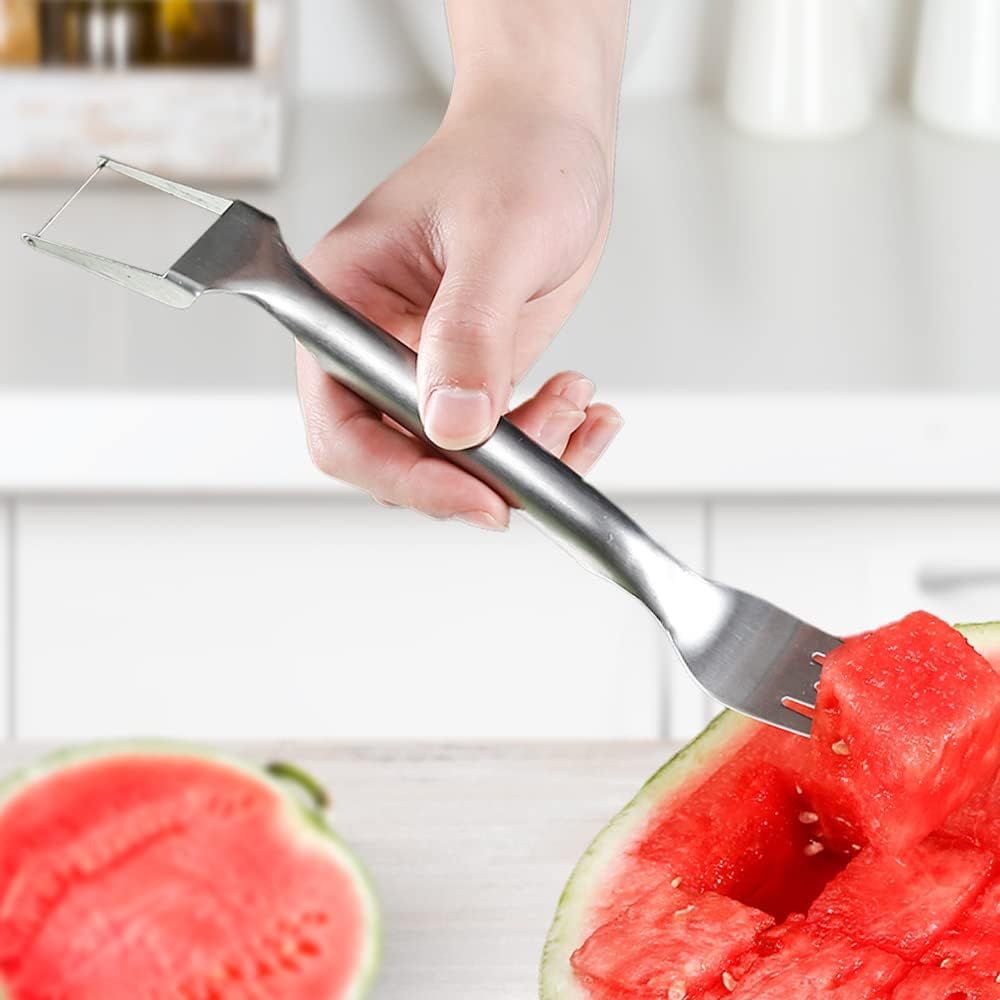 2-in-1 Watermelon Fork Slicer, Stainless Steel Fruit Cutter Watermelon Cutter Slicer Tool 2