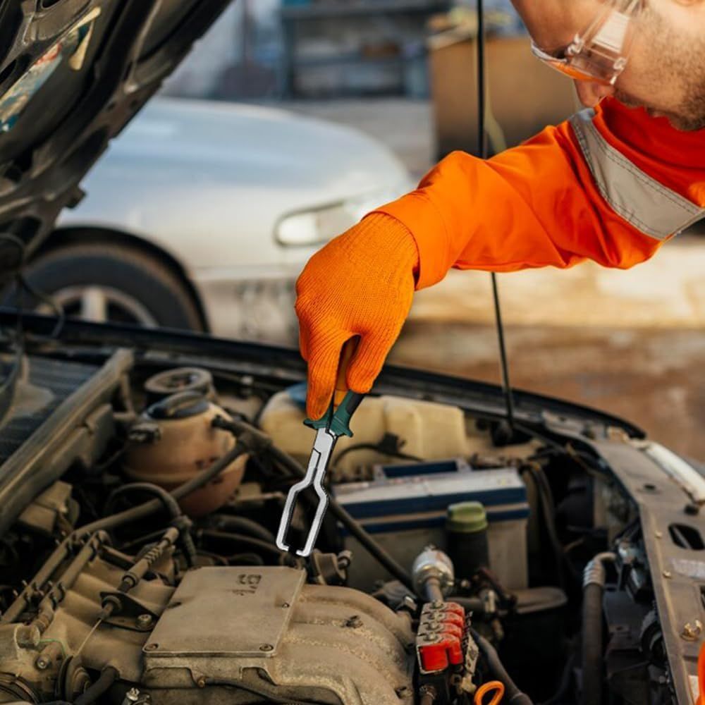 Electrical Disconnect Pliers, Fuel Line Pliers Automotive Electrical Connector Disconnect Pliers, Long Spark Plug Removal Pliers Car Fuel Feed Pipe Plier Universal Pipe Clip Repair Tool 1