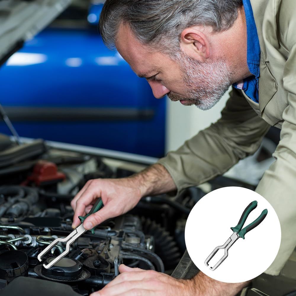 Electrical Disconnect Pliers, Fuel Line Pliers Automotive Electrical Connector Disconnect Pliers, Long Spark Plug Removal Pliers Car Fuel Feed Pipe Plier Universal Pipe Clip Repair Tool 1