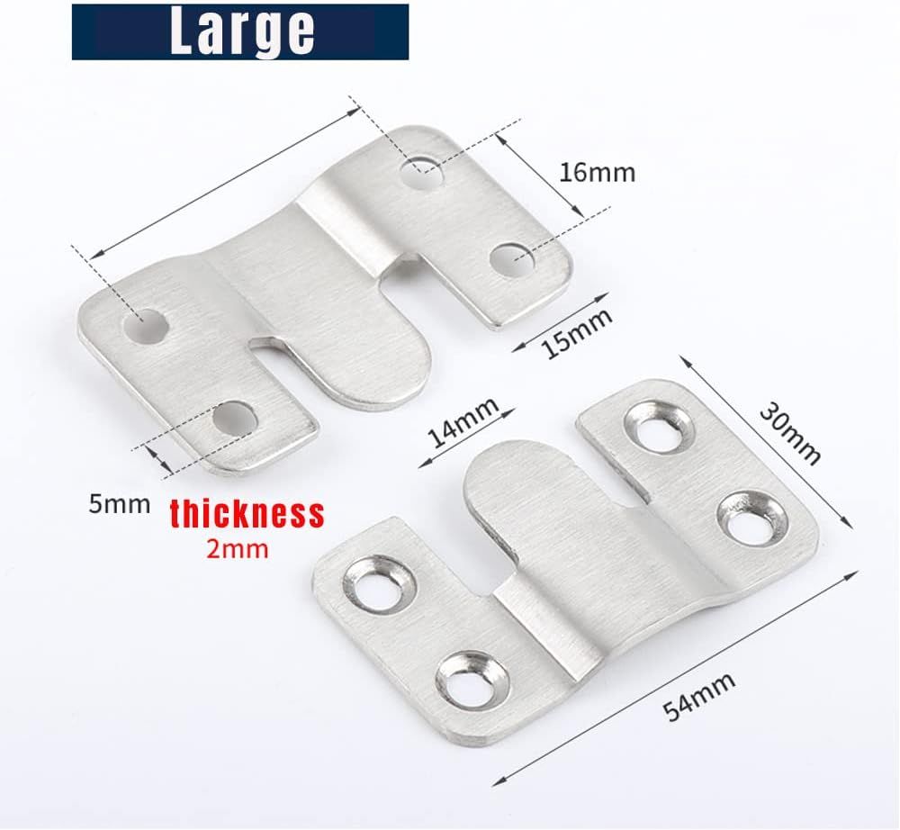 Stainless Steel Interlock Hanging Buckle, Heavy Duty Flush Mount Bracket Interlocking Furniture Connector, Z-Shaped Clip Wall Mount Hardware for Display Art Gallery Furniture Photo 2pairs Large