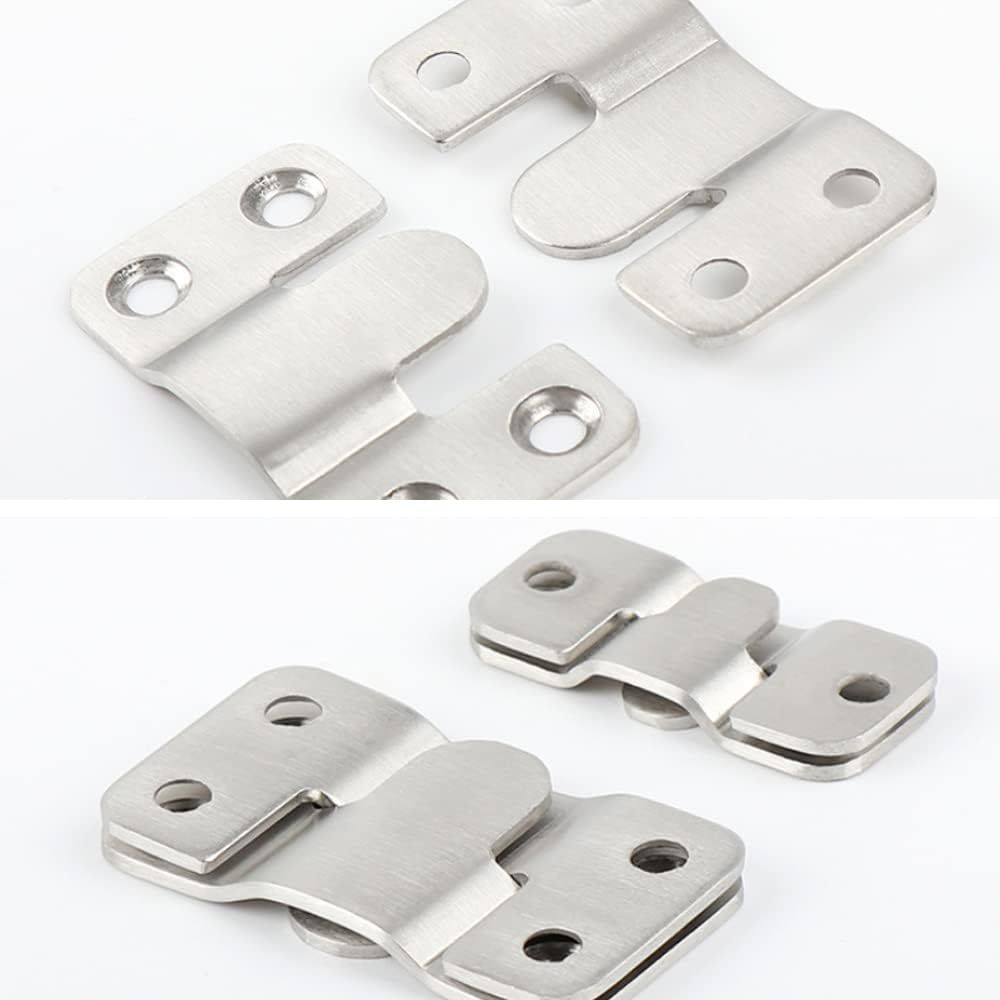Stainless Steel Interlock Hanging Buckle, Heavy Duty Flush Mount Bracket Interlocking Furniture Connector, Z-Shaped Clip Wall Mount Hardware for Display Art Gallery Furniture Photo 2pairs Large