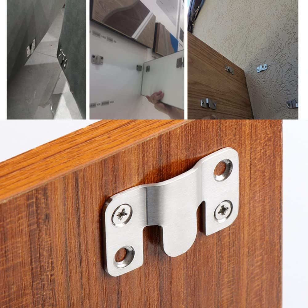 Stainless Steel Interlock Hanging Buckle, Heavy Duty Flush Mount Bracket Interlocking Furniture Connector, Z-Shaped Clip Wall Mount Hardware for Display Art Gallery Furniture Photo 2pairs Large