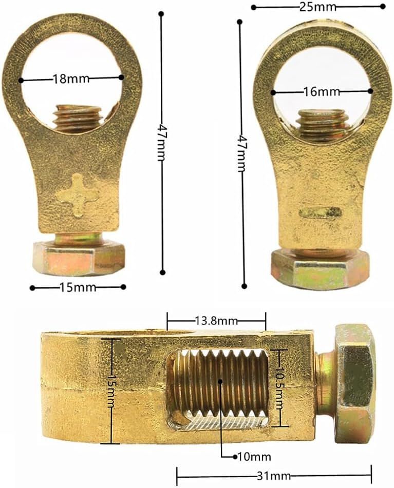 Pure Copper Battery Connection Clip, Car Battery Terminal Connectors Kit, Negative and Positive Car Battery Cable Terminal Clamps Connectors for Car Van Carts 4