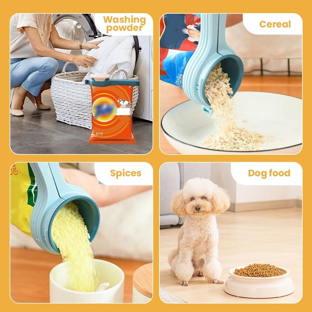 Bag Clip with Pour Spout, Food Bag Sealing Clip, Reusable Plastic Cap Sealer 4