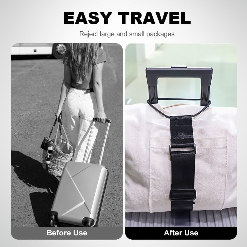 Multi Use Strong Adjustable Luggage Connector Straps, 2026 New Flexible and Adjustable Elastic Fastening Belt for Luggage Strap, Add a Bag Easy to Travel Suitcase Black 2Pcs