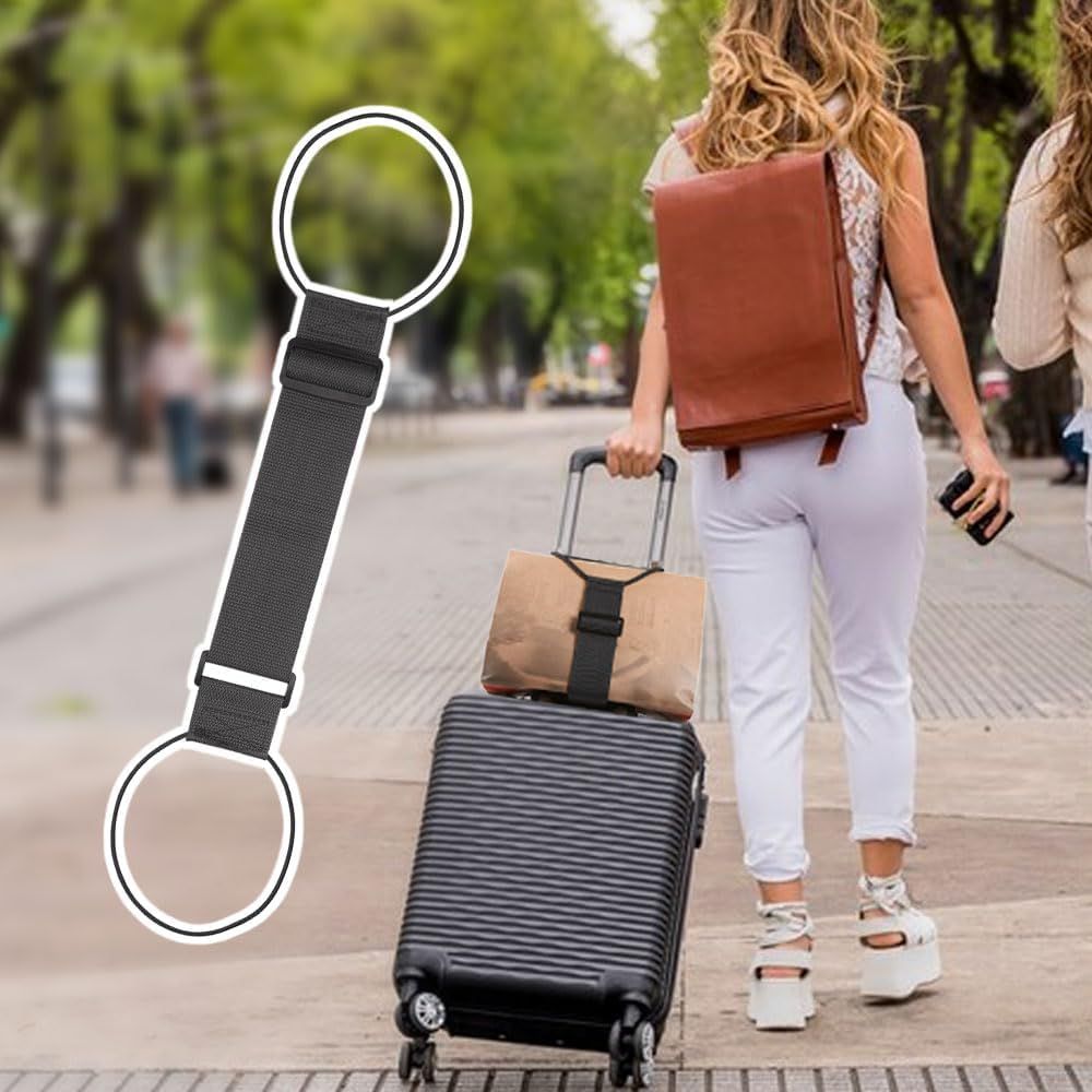 Multi Use Strong Adjustable Luggage Connector Straps, 2026 New Flexible and Adjustable Elastic Fastening Belt for Luggage Strap, Add a Bag Easy to Travel Suitcase Black 2Pcs