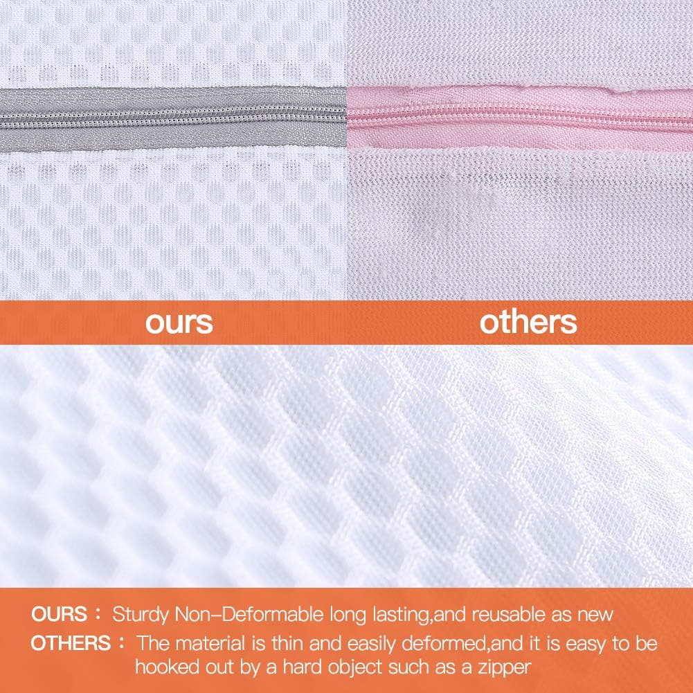 Kimmama Laundry Mesh Wash Bags, Lingerie Bags for Washing Delicates, Mesh Laundry Bags for Washing Machine, White Net, Grey Zipper, 2XL, 2L & 1M
