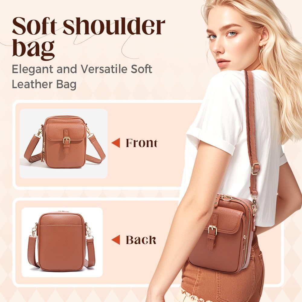 Vintage Large Capacity Messenger Bag, 2026 New Double Layer Large Capacity Messenger Bag Crossbody Leather Bag for Women