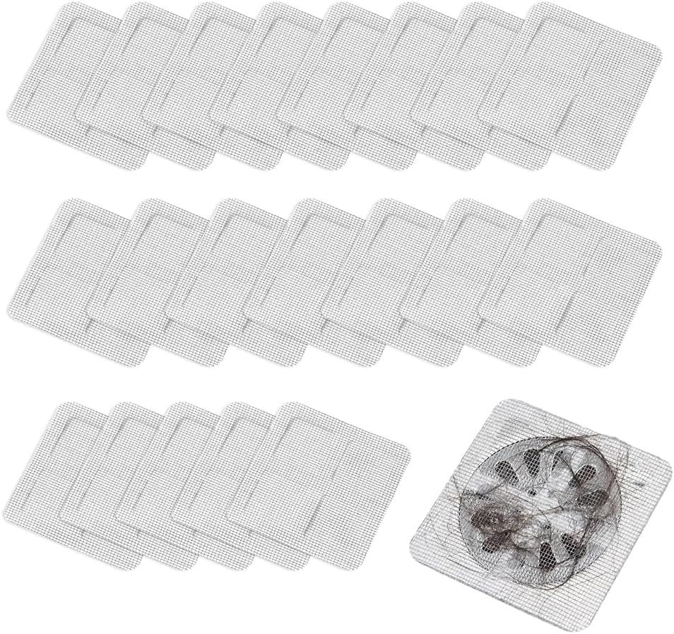 Disposable Shower Drain Hair Catcher, Disposable Hair Drain Stickers Drain Mesh Cover Bathroom Shower Drain Protector for Bathroom Laundry Kitchen Sink for Human and pet Hair 30
