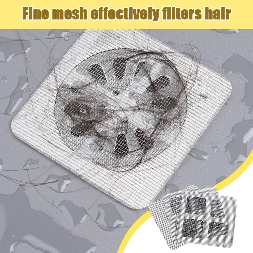 Disposable Shower Drain Hair Catcher, Disposable Hair Drain Stickers Drain Mesh Cover Bathroom Shower Drain Protector for Bathroom Laundry Kitchen Sink for Human and pet Hair 30