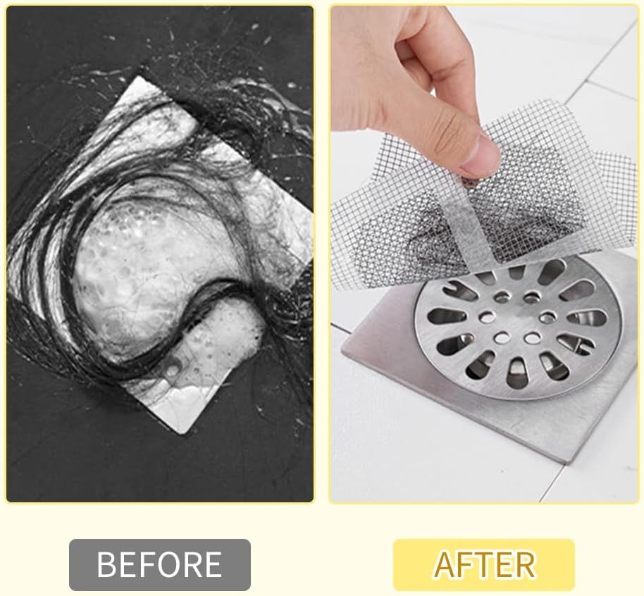 Disposable Shower Drain Hair Catcher, Disposable Hair Drain Stickers Drain Mesh Cover Bathroom Shower Drain Protector for Bathroom Laundry Kitchen Sink for Human and pet Hair 30