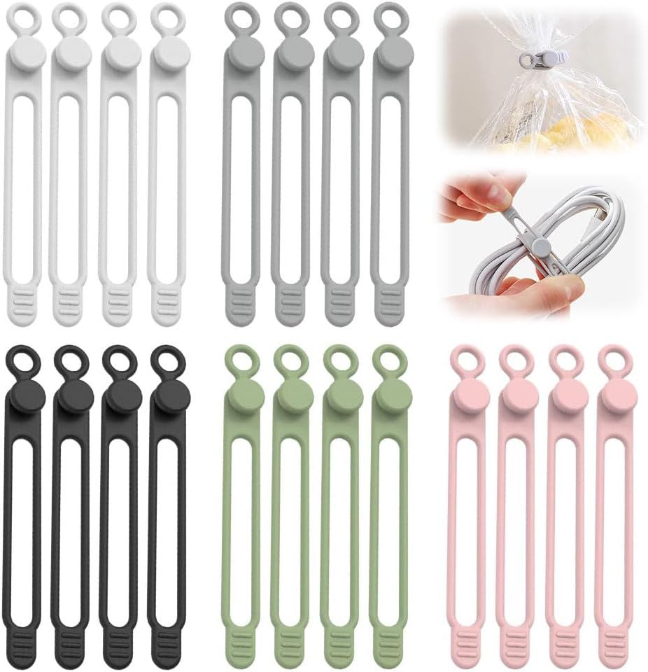 Data Cable Organizer, 2025 New Silicone Cable Ties Reusable Cable Management Organizer for Bundling and Fastening Cable Cords Wires 20