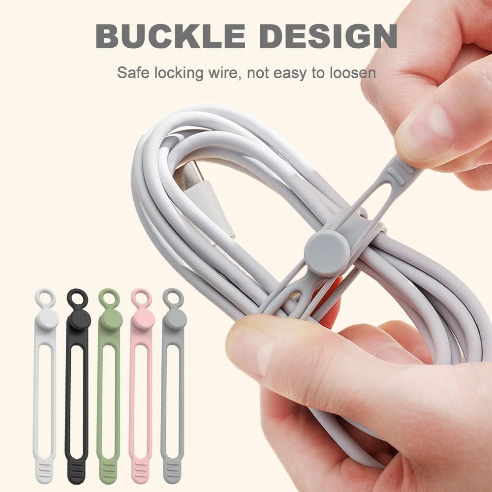Data Cable Organizer, 2025 New Silicone Cable Ties Reusable Cable Management Organizer for Bundling and Fastening Cable Cords Wires 20