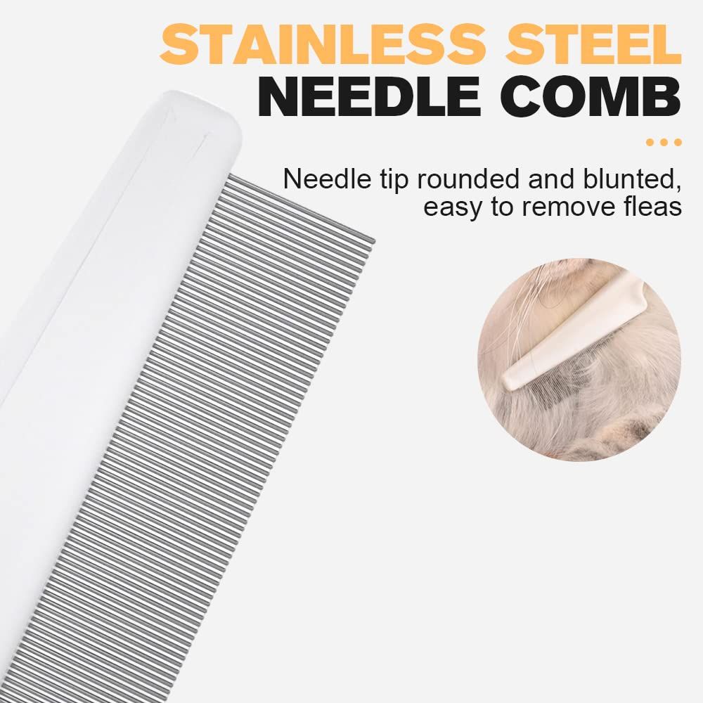 Pet Hair Comb, 2025 New Multifunctional Pet Grooming Brush Pet Hair Comb Tear Stain Removal, Fine-Tooth Stainless Grooming Massage Comb Stainless for Small Dogs Puppies