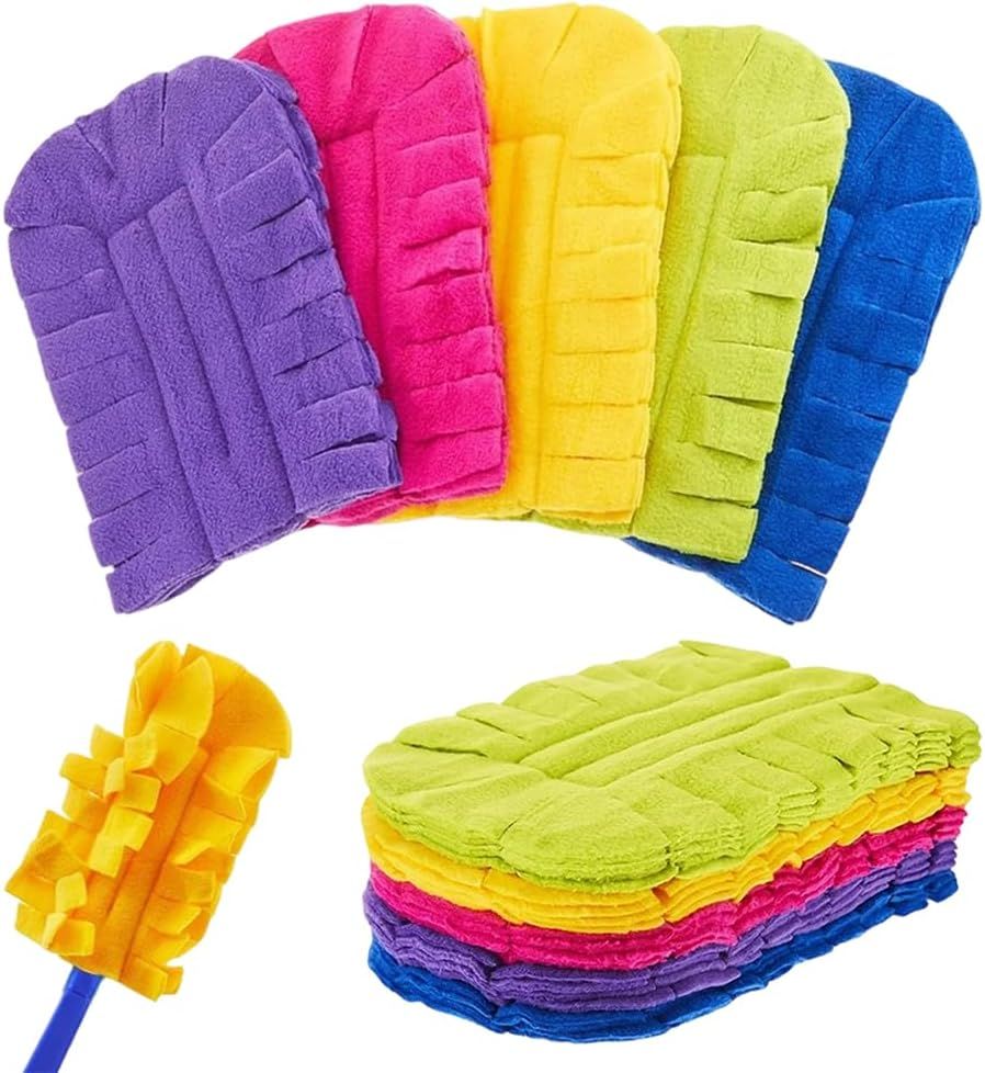360° Electrostatic Duster Refills, 2026 New Washable & Reusable Microfiber Pads Fleece Duster Refill Compatible Tools for Cleaning Home, Blinds, Car, Pet, Furniture, Fans Mix