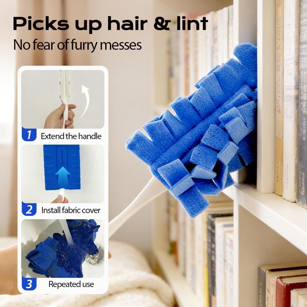 360° Electrostatic Duster Refills, 2026 New Washable & Reusable Microfiber Pads Fleece Duster Refill Compatible Tools for Cleaning Home, Blinds, Car, Pet, Furniture, Fans Mix