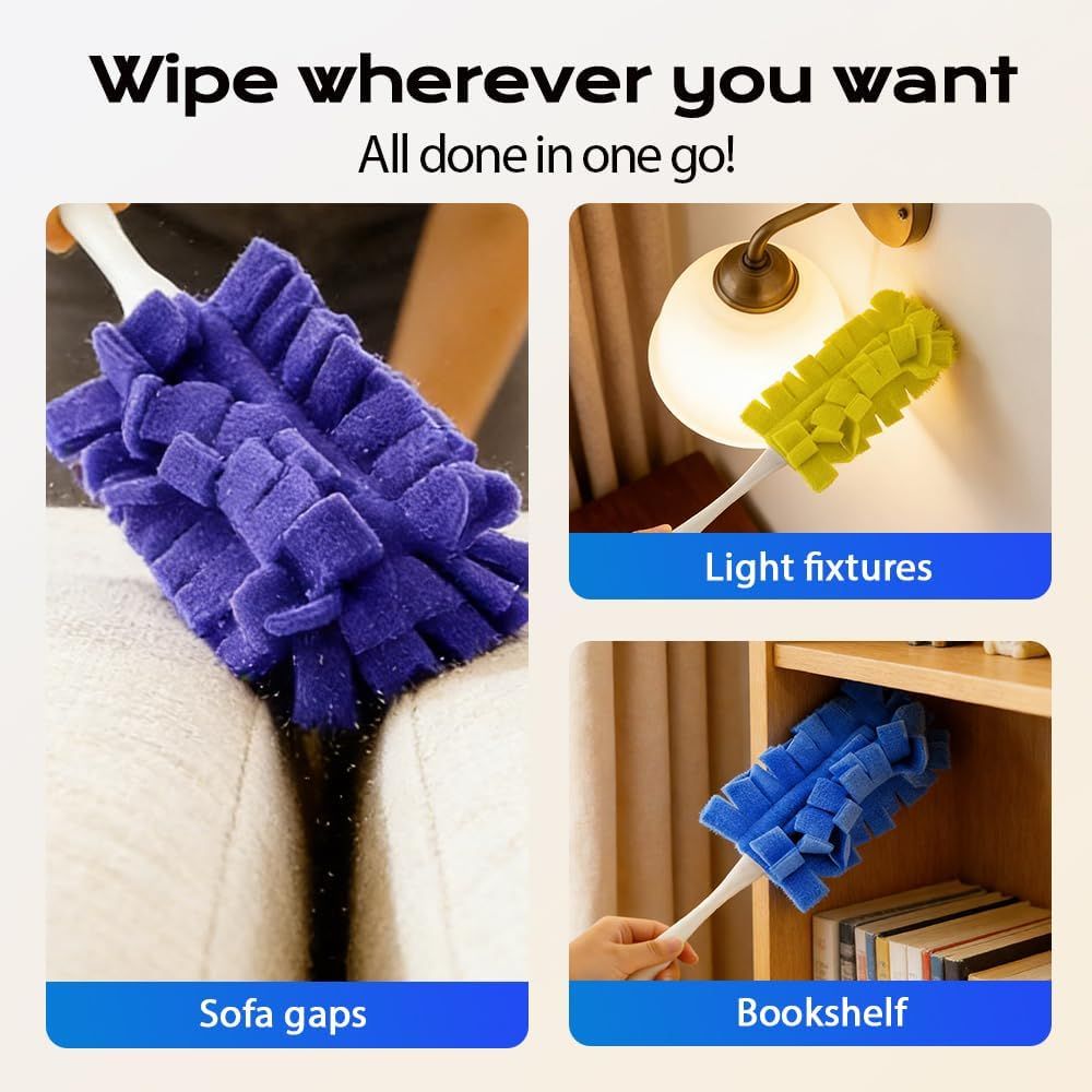 360° Electrostatic Duster Refills, 2026 New Washable & Reusable Microfiber Pads Fleece Duster Refill Compatible Tools for Cleaning Home, Blinds, Car, Pet, Furniture, Fans Mix