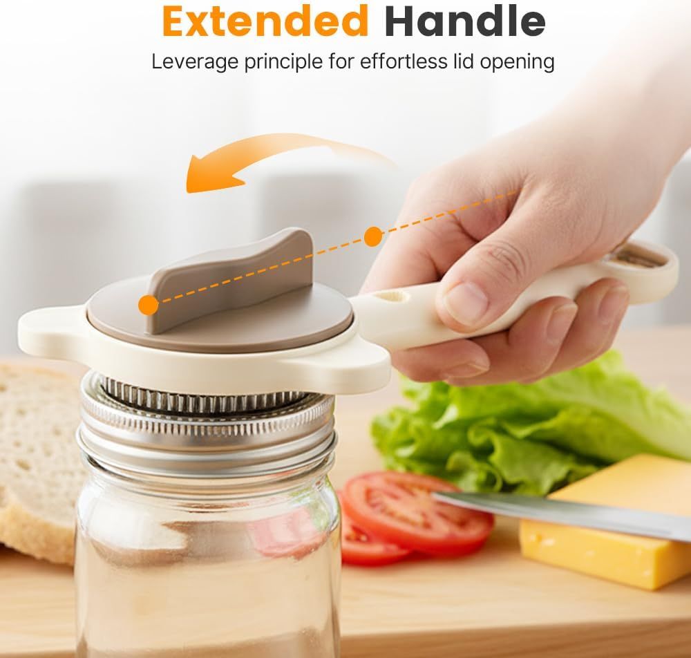 4-in-1 Jar Opener, 2026 New Adjustable Stainless Steel Jar & Bottle Opener Lid Remover for Weak Hands & Seniors, Can Opener with Ergonomic Handle, Friendly Kitchen Gadget 1