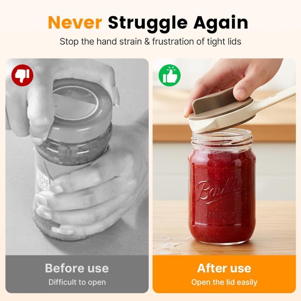 4-in-1 Jar Opener, 2026 New Adjustable Stainless Steel Jar & Bottle Opener Lid Remover for Weak Hands & Seniors, Can Opener with Ergonomic Handle, Friendly Kitchen Gadget 1
